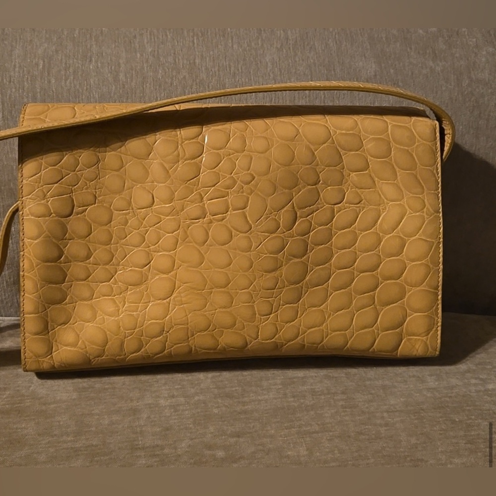 Furla croc-embossed Elegant Tan Leather Shoulder Bag - Picture 7 of 11